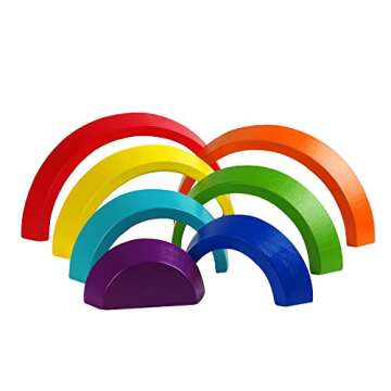 USATDD Wooden Rainbow Stacker Nesting Puzzle Blocks Large Tunnel Stacking Creative Building Color Shape Matching Educational Jigsaw Learning STEM Toys for Toddlers Boys Girls 1 2 3 4 5 Year Old Gifts