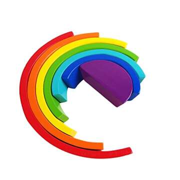 USATDD Wooden Rainbow Stacker Nesting Puzzle Blocks Large Tunnel Stacking Creative Building Color Shape Matching Educational Jigsaw Learning STEM Toys for Toddlers Boys Girls 1 2 3 4 5 Year Old Gifts