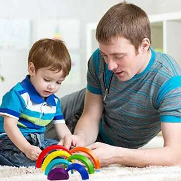 Creative Wooden Rainbow Stacker Puzzle for Toddlers
