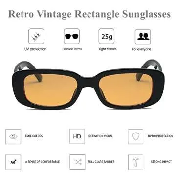 LASPOR Vintage Rectangle Sunglasses for Women Men Fashion Retro Small Square Frame Glasses UV 400 Pr...