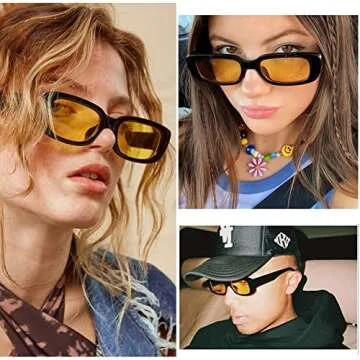 LASPOR Vintage Rectangle Sunglasses for All - UV Protection