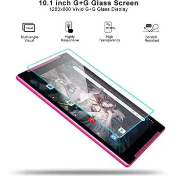 TJD 1011QU 10.1 Inch Android Tablet 2GB RAM 32GB ROM 128GB Expandable with Quad Core, GPS, BT 5.0, OTG, 2MP+8MP Camera for Kids Adult (Rose)