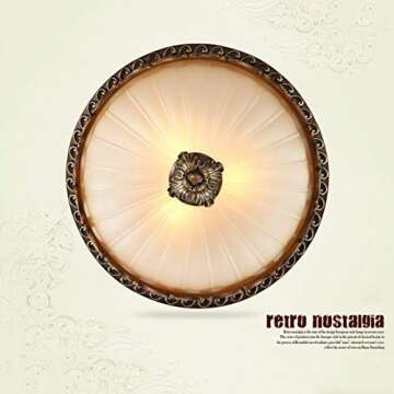 Loft Retro Ceiling Light Living Room Ceiling Light Kitchen Ceiling Lighting Bedroom Vintage Antique Decor 3-Ceiling Lamp Glass Lampshade Bar Cafe Salon Indoor Lamp, 48cm