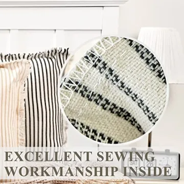 ZWJD 18x18 Striped Pillow Covers with Fringe Set of 2