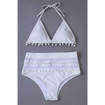 Dokotoo Womens Ladies Sporty Athletic High Waist Two Pieces Halter Fashion Bikini Set Padded Solid T...