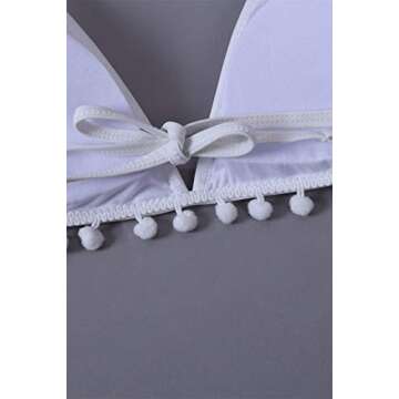 Dokotoo Womens Ladies Sporty Athletic High Waist Two Pieces Halter Fashion Bikini Set Padded Solid Tassel Swimsuit Swimwear Bathing Suit with Bottom Large A White