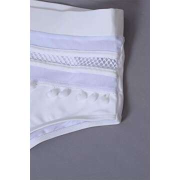 Dokotoo Womens Ladies Sporty Athletic High Waist Two Pieces Halter Fashion Bikini Set Padded Solid Tassel Swimsuit Swimwear Bathing Suit with Bottom Large A White