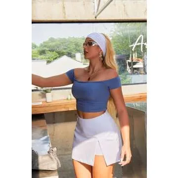 GOBLES Women's High Waist A-line Side Slit Mini Skorts