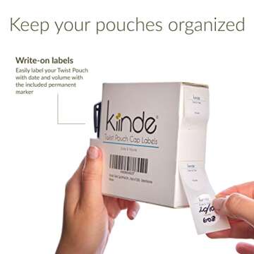 Kiinde Twist Labels for Breast Milk & Baby Food Storage Pouches - 250 Pack, Includes Marker