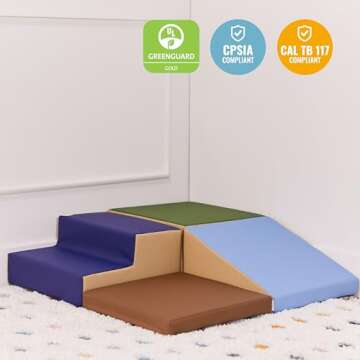 ECR4Kids SoftZone Junior Little Me Corner Climber, Beginner Playset, Earthtone, 4-Piece