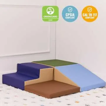 ECR4Kids SoftZone Junior Little Me Corner Climber, Beginner Playset, Earthtone, 4-Piece
