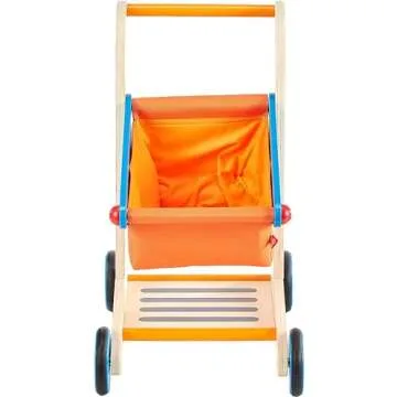 Hape Wooden Shopping Cart Pretend Play Toy| Sturdy Wooden Grocery Cart Toy for Kids