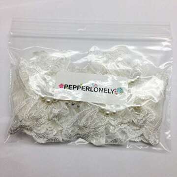 PEPPERLONELY 18PC White Pearl Chiffon Butterfly Embroidered Lace Edge Trim Ribbon