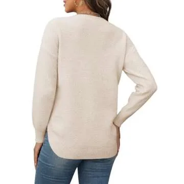 Womens Sweaters Crewneck Sweatshirts Trendy Dressy Fashion Fall Tops Cream Sweaters M
