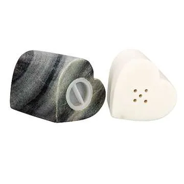 Heart-Shaped Marble Salt and Pepper Shakers Set of 2