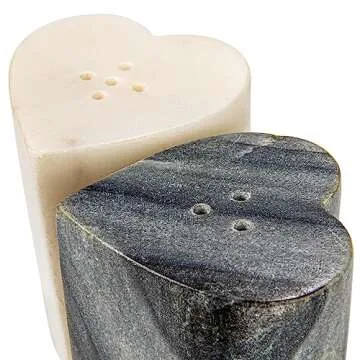 Heart-Shaped Marble Salt and Pepper Shakers Set of 2