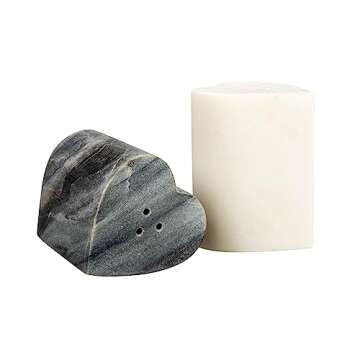 Heart-Shaped Marble Salt and Pepper Shakers Set of 2