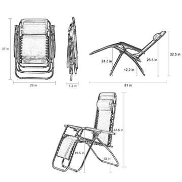 FDW Zero Gravity Chairs Set of 2 Lounge Patio Chairs Outdoor Yard Beach (Brown)