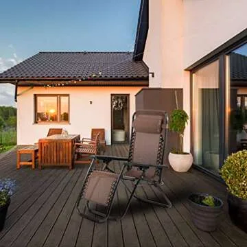 FDW Zero Gravity Chairs Set of 2 Lounge Patio Chairs Outdoor Yard Beach (Brown)