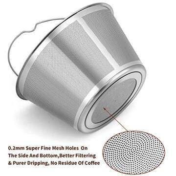 4-5 Cup Reusable Permanent Basket Coffee Filters, Coffee Filters 4 Cup, Perfect Fit Mr Coffee Coffee Makers and Brews, Replace 4 Cup Mr Coffee Gold Tone Coffee Filters