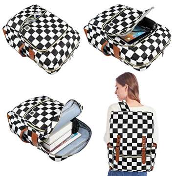 MCWTH Checkered School Backpack for Girls Women, 15.6 inch Laptop Backpacks Bookbags for College Travel