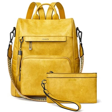 Shrrie Backpack Purse for Women PU Leather Anti-Theft Travel Backpack Purse Fashion Ladies Shoulder ...