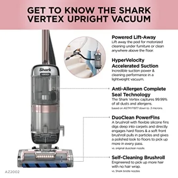 Shark AZ2002 Vertex Upright Vacuum with DuoClean PowerFins