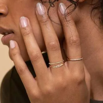 Moodear 3PCS Gold Rings for Women, Non Tarnish Wedding Bands Stackable Thin Rings for Women Cubic Zirconia Wedding Rings for Women 14k Gold Plated Aesthetic Jewelry Size 5