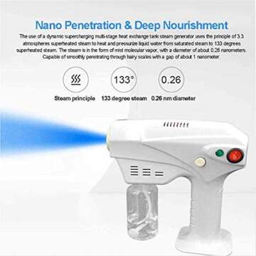 XSWL Portable Nano Steam Gun Hair Care Hydration Sprayer Hot Dyeing Care Blue Micro Mist Machine Spray Gun Hair Steamer Trigger