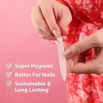 Bona Fide Beauty Czech Glass Nail Files for Natural Nails (Clear) - 1Pc Crystal Nail Filer, Nano Glass File with Case Handcrafted in The Czech Republic