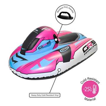CocoNut Outdoor- 50” Inflatable Snowmobile Sled- GR5 Racing Heavy Duty Snow Sled with Sturdy Handles for Kids, Teens and Adults-Cold Resistant Toboggan -Lightweight Tube for Boys and Girls