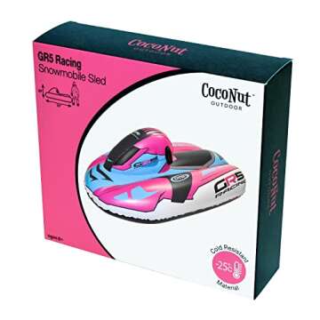 CocoNut Outdoor- 50” Inflatable Snowmobile Sled- GR5 Racing Heavy Duty Snow Sled with Sturdy Handles for Kids, Teens and Adults-Cold Resistant Toboggan -Lightweight Tube for Boys and Girls