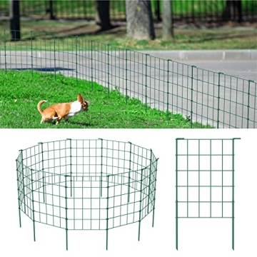 OUSHENG 35ft Green Garden Fence for Dogs - Easy Assembly Metal Animal Barrier