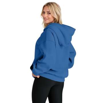Tanou Cozy Oversized Hoodies for Women - Stylish and Functional Fleece Sweatshirt in Blue