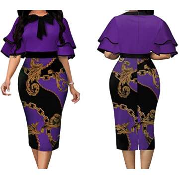 IbuduSexy Elegant Ruffled Midi Pencil Dress for Women