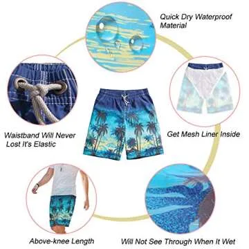 nuosife Stylish Coconut Palm Swim Trunks for Men
