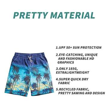 nuosife Stylish Coconut Palm Swim Trunks for Men