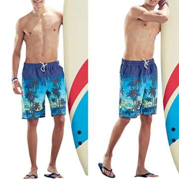 nuosife Stylish Coconut Palm Swim Trunks for Men