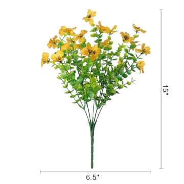 SOMYTING Artificial Azalea Flowers Outdoor 8 Bundles Fake Flowers Faux Plastic Eucalyptus Plants UV ...