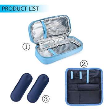 Goldwheat Portable Insulin Cooler Travel Case with Ice Packs