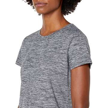 Amazon Essentials Women's Tech Stretch Short-Sleeve Crewneck T-Shirt (Available in Plus Size), Pack of 2, Grey Space Dye/Light Pink, Small