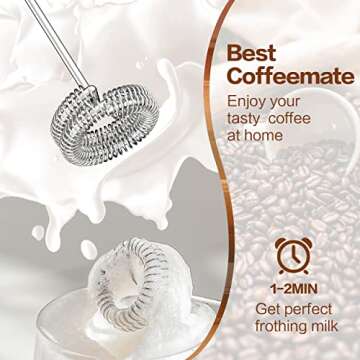 Milk Frother Rechargeable Handheld Electric Whisk Coffee Frother Mixer with 2 Stainless whisks 3 Speed Adjustable Foam Maker Blender for Coffee Matcha Latte Cappuccino Hot Chocolate (BluePink)