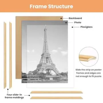 upsimples 24x36 Poster Frame Natural 3 Pack, Scratch-Proof Picture Frames 24 x 36 for Photo Gallery - Slide-In Strips, Horizontal or Vertical Wall Mounting