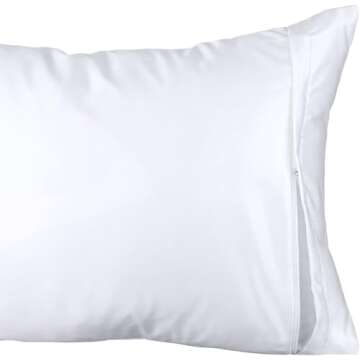 White Classic King Pillow Covers with Zipper 2 Pack - 20 x 36 Ultra-Soft, Cozy and Noiseless King Pi...