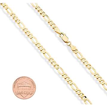 Miabella Solid 18K Gold Over Sterling Silver Italian 5mm Diamond-Cut Figaro Chain Bracelet for Women Men, 925 Made in Italy (Length 7 Inches (Small))