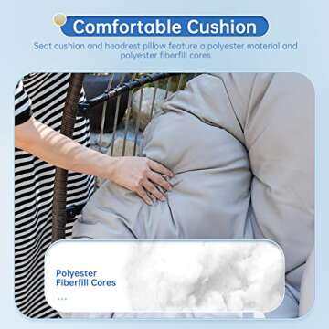 Egg Chair Hammock Chair Basket Chair Hanging Swing Chair UV Resistant Cushion with Stand for Indoor Bedroom Outdoor Garden Backyard