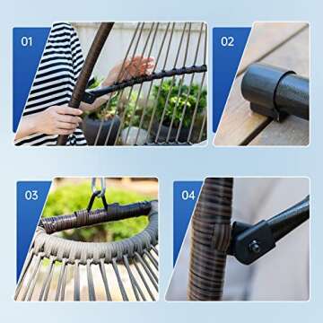 Egg Chair Hammock Chair Basket Chair Hanging Swing Chair UV Resistant Cushion with Stand for Indoor Bedroom Outdoor Garden Backyard