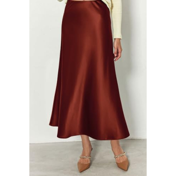 PRETTYGARDEN Women's Summer Midi Satin Skirt for Elegance