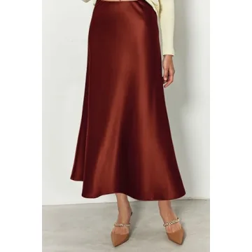 PRETTYGARDEN Women's Summer Midi Satin Skirt for Elegance