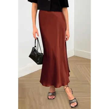 PRETTYGARDEN Women's Summer Midi Satin Skirt for Elegance